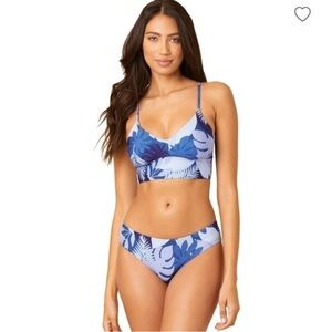 NEW Splendid Party Palm Crop Bra Swim Top & Reversible Retro Hipster Bottom